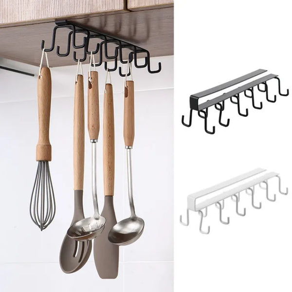 10 hooks Mug Cups Wine Glasses Storage Hooks Kitchen Utensil Ties Belt and Scarf Organizer Hanging Hook Rack Holder Under Cabinet Closet (random color )