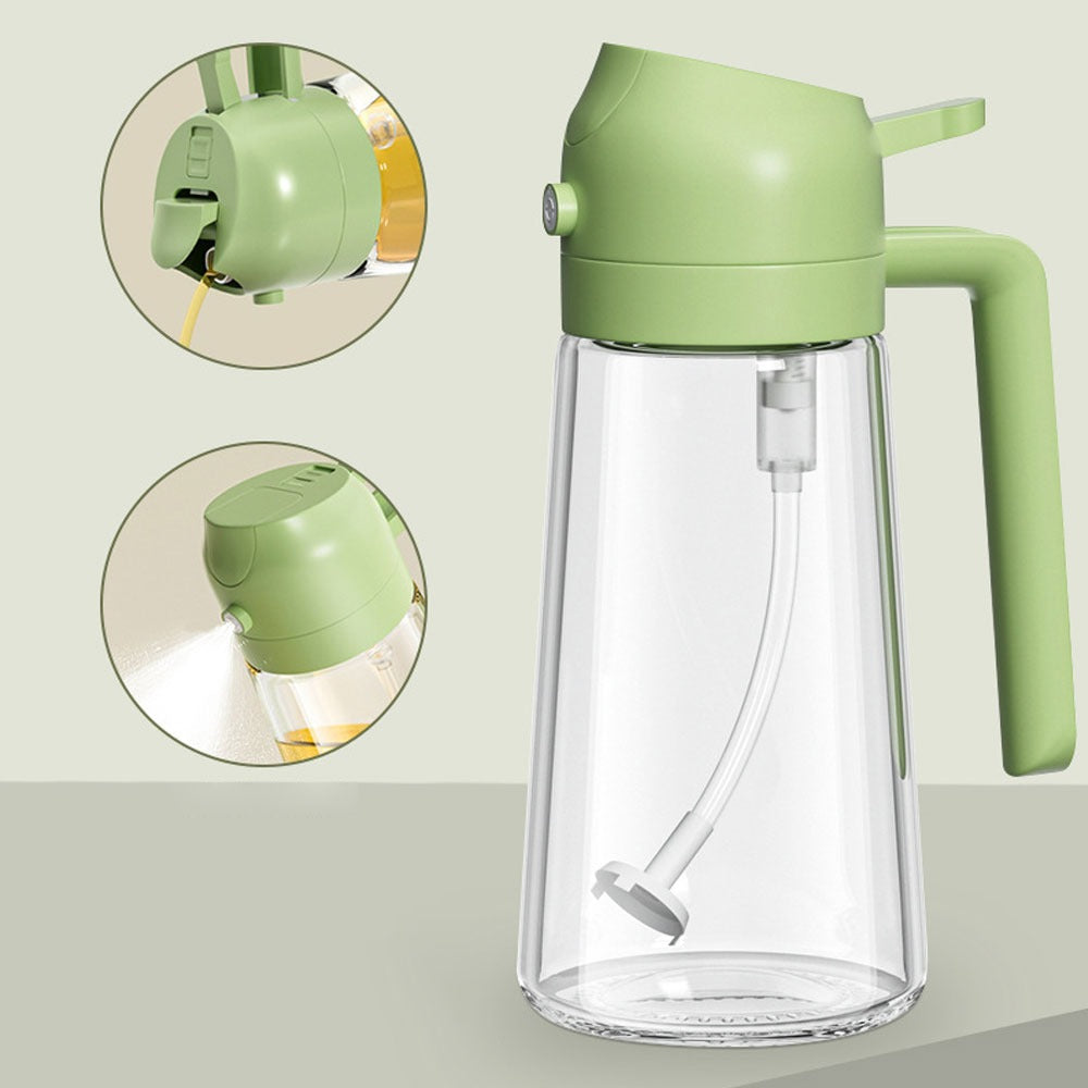 2-in-1 Glass Oil Dispenser & Sprayer Bottle (400ml)