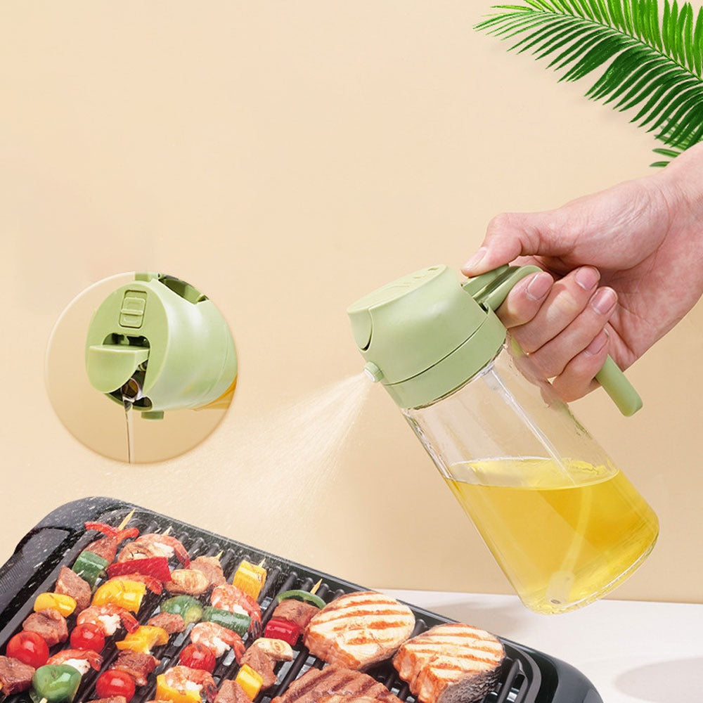 2-in-1 Glass Oil Dispenser & Sprayer Bottle (400ml)