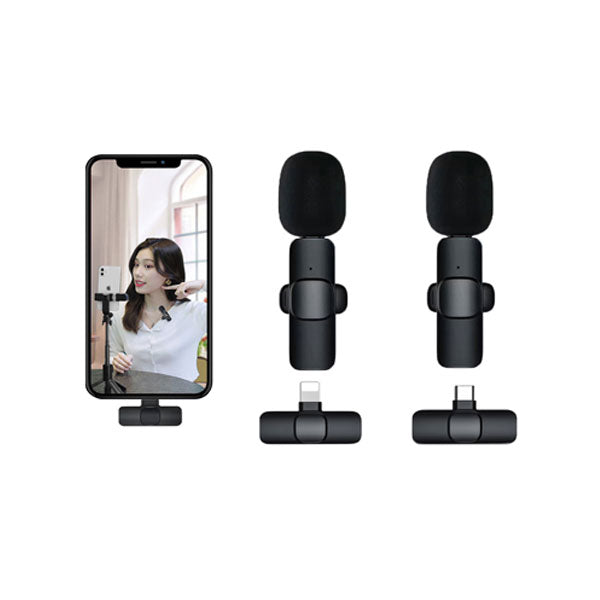 K11 2-In-1 Dual Wireless Collar Microphone Type-C And Lightning Omnidirectional Lavalier Mic - Electronic Accessory Designed For Audio Recording And Daily Streaming Routine