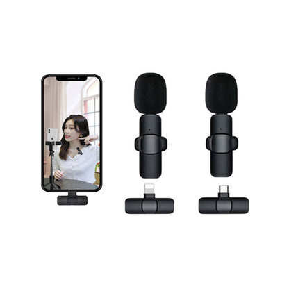 K11 2-In-1 Dual Wireless Collar Microphone Type-C And Lightning Omnidirectional Lavalier Mic - Electronic Accessory Designed For Audio Recording And Daily Streaming Routine