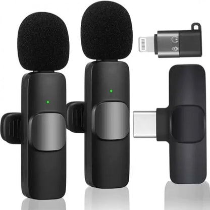K11 2-In-1 Dual Wireless Collar Microphone Type-C And Lightning Omnidirectional Lavalier Mic - Electronic Accessory Designed For Audio Recording And Daily Streaming Routine