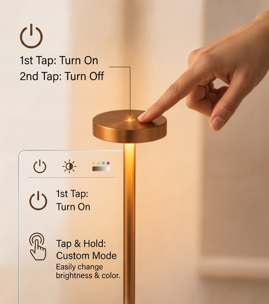 USB Rechargeable 3-Color LED Touch Desk Lamp – Portable Metal Night Light (Random Color)