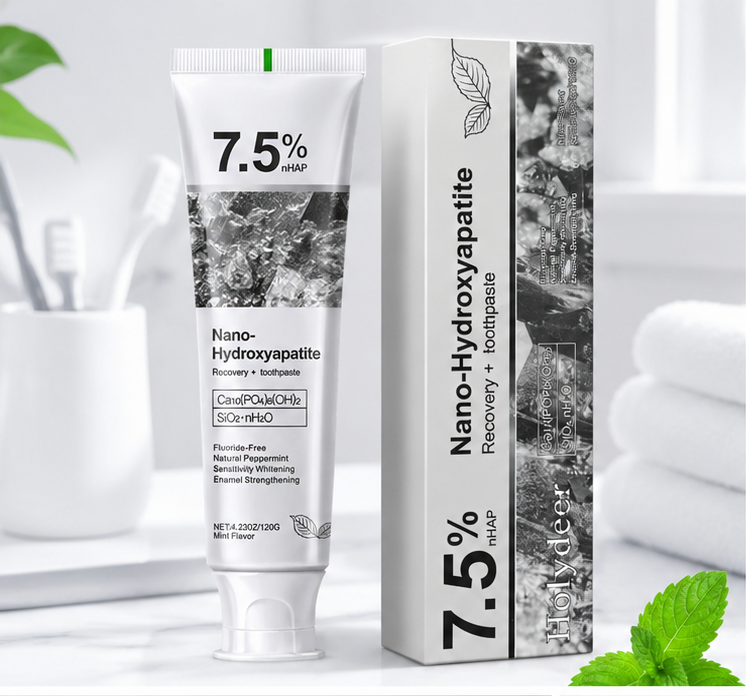 Nano Hydroxyapatite Toothpaste 7.5% nHAP – Enamel Strengthening, Teeth Whitening & Sensitivity Protection | Fluoride-Free Daily Oral Care | 120g