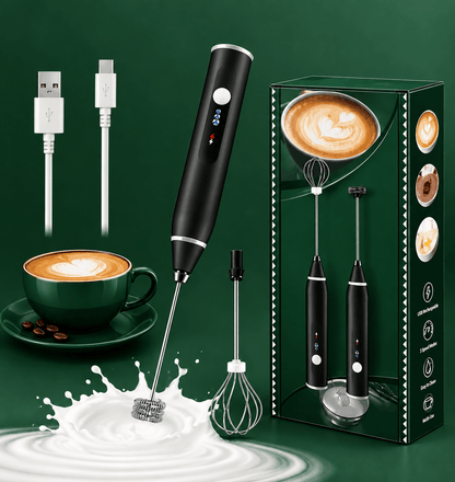 2-in-1 USB Rechargeable Milk Frother & Egg Beater – 3-Speed Handheld Electric Foam Maker