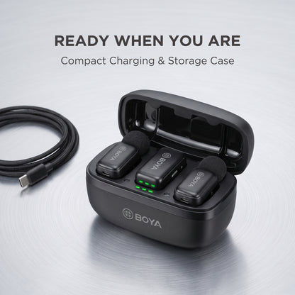 BOYA BY-MW10 Dual Wireless Lavalier Microphone – 2.4GHz Noise Reduction Mic for Vlogging, YouTube, TikTok & Live Streaming