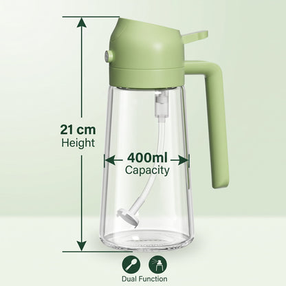2-in-1 Glass Oil Dispenser & Sprayer Bottle (400ml)