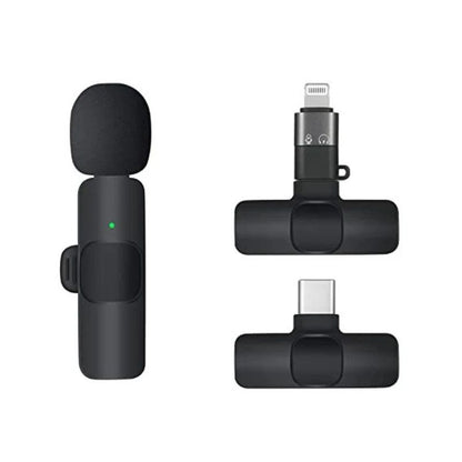 K9 Wireless Lavalier Microphone | Plug & Play Type-C & iOS Mic with Noise Reduction