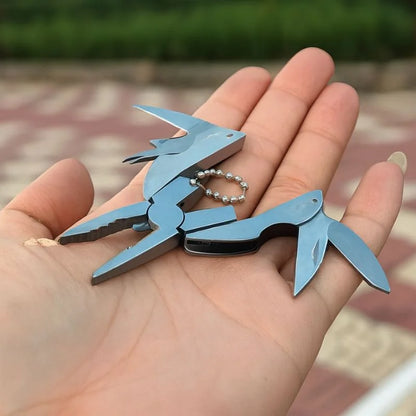 Stainless Steel Outdoor Portable Multitool Plier Knife | Mini Keychain Multi Tool with Screwdriver & Pouch